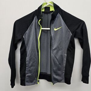 Nike Youth Warm Up Track Jacket Full Zip Up Black & Gray Size Small (A15)